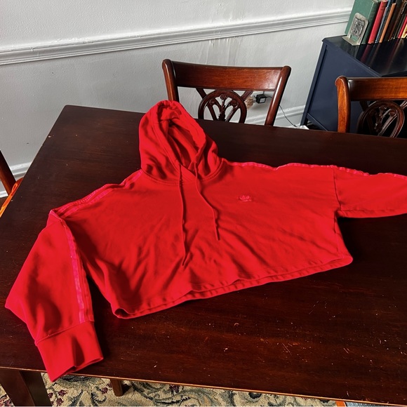 Cherry Red Adidas Cropped Hoodie - Picture 4 of 4
